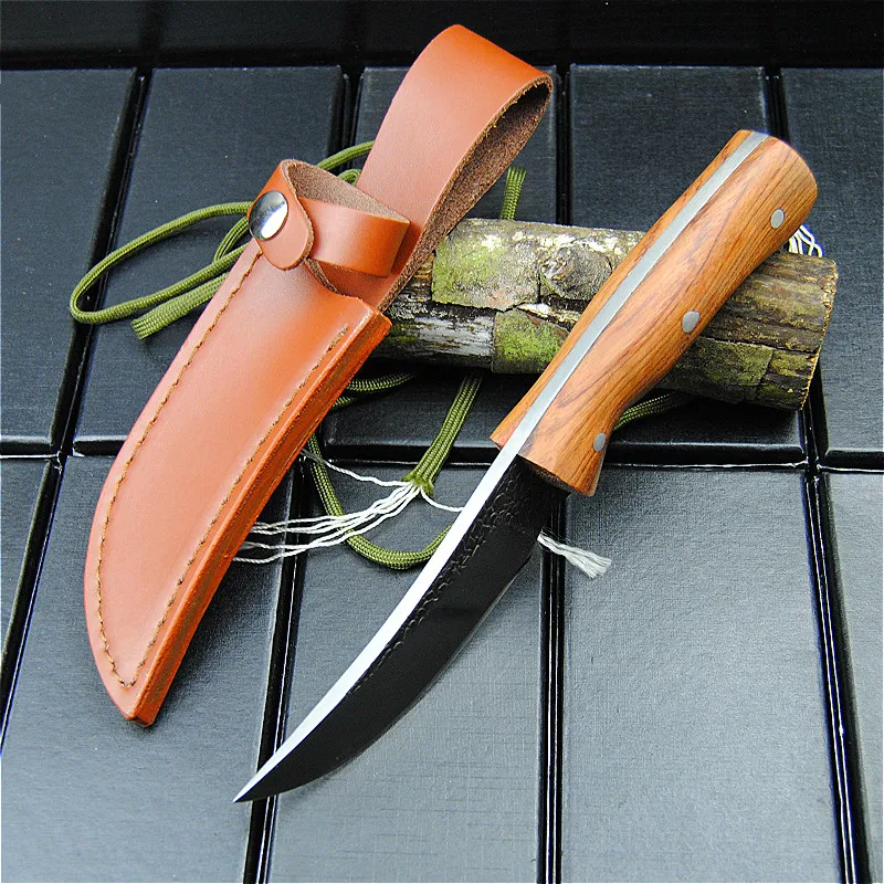 Еверрич японский ручной ковки пружинная сталь honghua груша деревянная ручка прямой нож Открытый охотничий нож Коллекция Нож