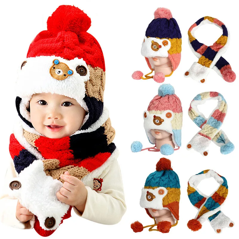 

TELOTUNY babys hat and scarf winter Baby Hats hat winter autumn warm baby hats scarf set LSY1116