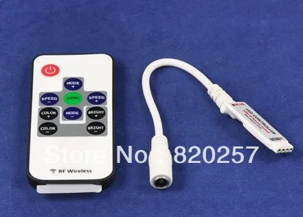 

free shipping 3pcs lot mini RGB controller with RF remote control DC12V with power supply socket for RGB led strip light
