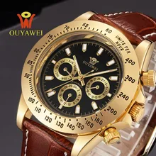OUYAWEI Mechanical Watch Relogio Masculino Top Quality Luxury Brand Men Military Sport Automatic Watch Leather Men Gift Clock