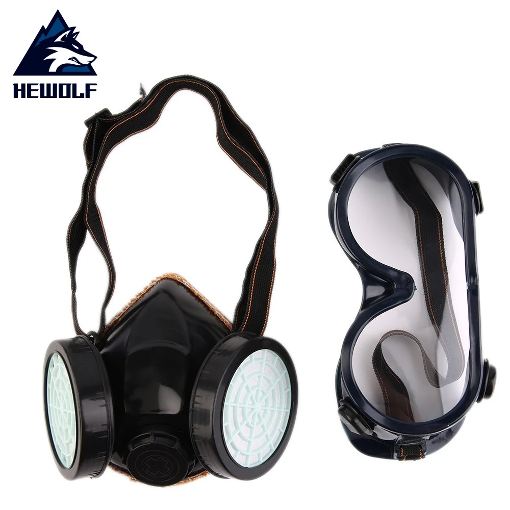 Hewolf Black Gas Mask With Goggles Emergency Survival Safety