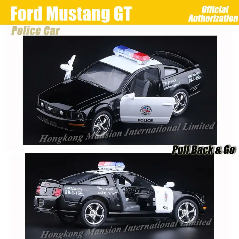 

1:36 Scale Alloy Metal Diecast ForPolice Car Model For Ford Mustang GT Collection Model Pull Back Toys Car - Black
