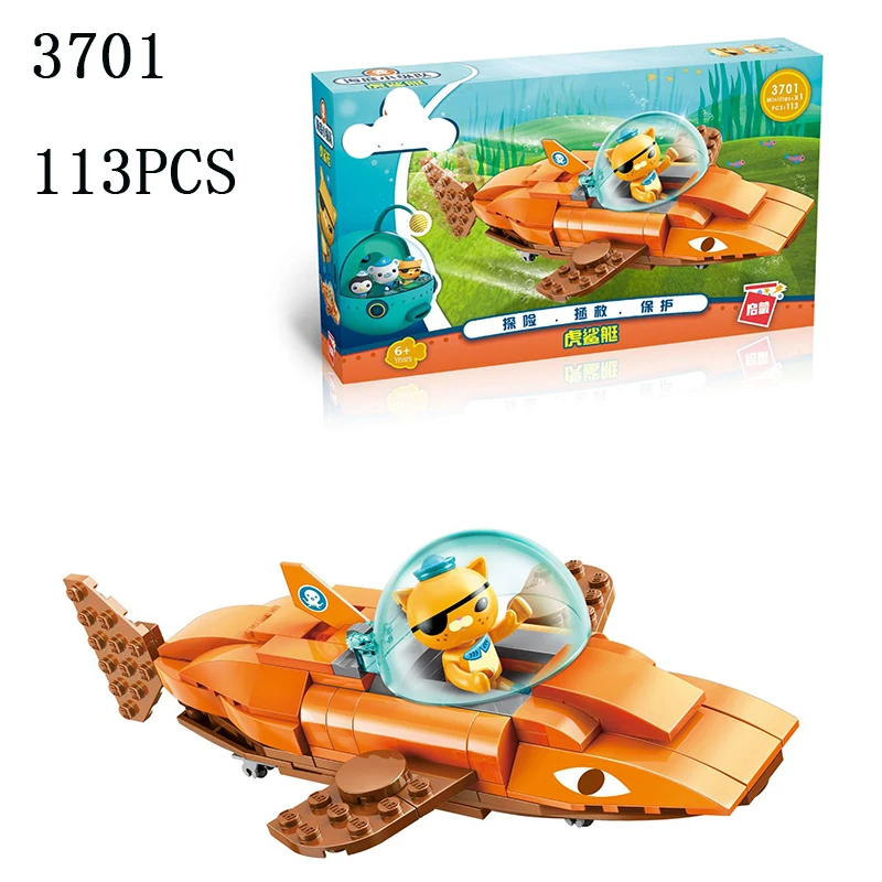 

Legoed city Cartoon LepinS Movie Octonauts Tiger shark boat Building Blocks Bricks Toys LegoINGLY Submarine Model kits toy gifts