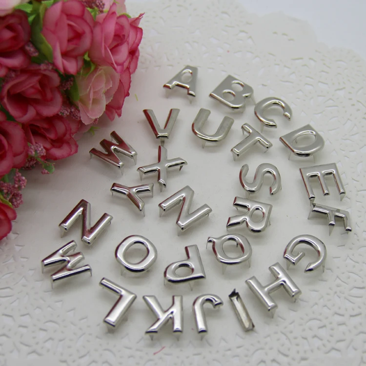 4 head letters nail and alphabet Punk Head Letter Silver Studs Nail Goth 4 head letters nail and alphabet Punk Head Letter Silver Studs Nail Goth
