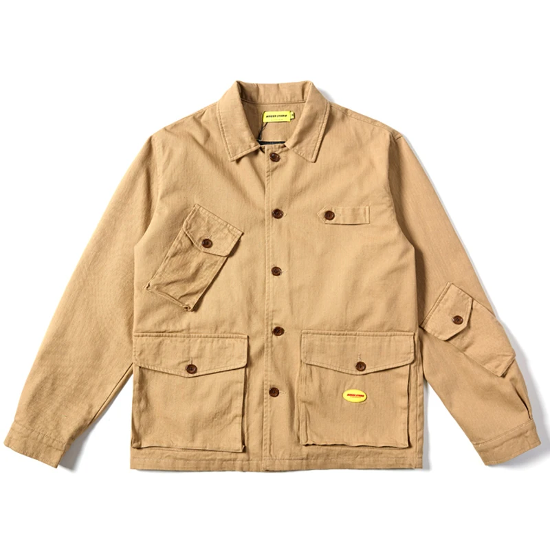 

Jacket High Quality Multi Pockets Long-sleeved Outdoors Clothes Uniforms Male Mechanic Construction Hip HopJackets