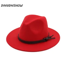 [DINGDNSHOW] модная шляпа Федора, шерсть с широкими полями, Элегантные зимние шапки, женские теплые фетровые шапки