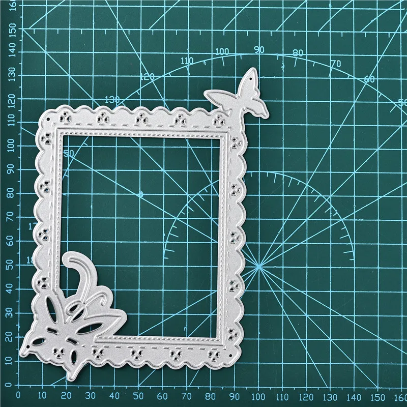 

Naifumodo Lace Rectangle Frame Metal Cutting Dies Butterfly Edge DIY Etched Dies Craft Paper Card Making Scrapbooking Embossing