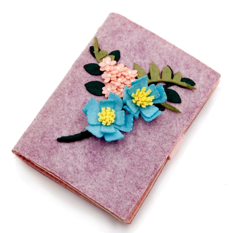 

2018 Beautiful Flowers Women's Notebook 11X14.5CM Felt DIY Material Package Practical Felt Coverage Notebook Nice Gift to Female