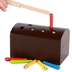 Детские деревянные магнитные игрушки ловят червей красочные жуки ловят насекомых изучение способности Развивающие игрушки для малышей