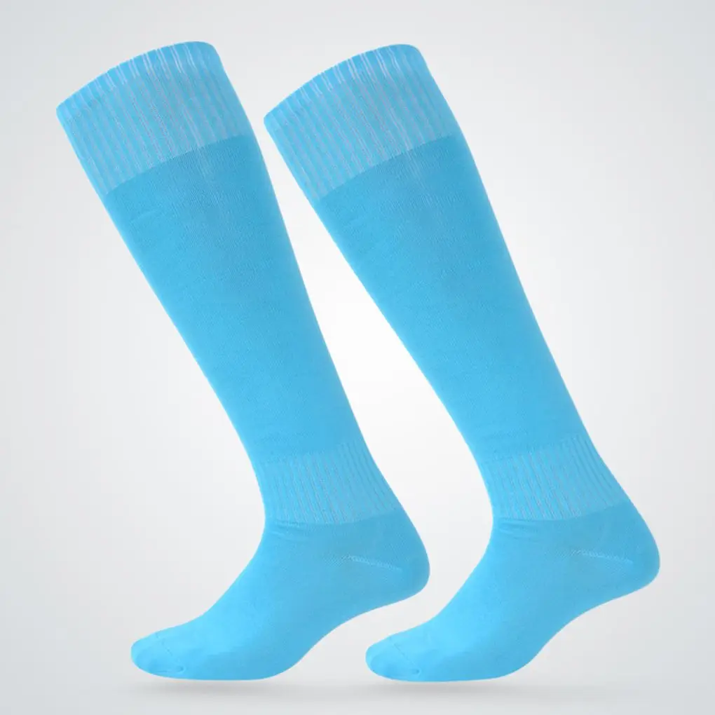 Детские однотонные гольфы для мальчиков впитывающие пот тонкие футбольные носки выше колена из хлопка и полиэстера свободный размер 23,5x44 см