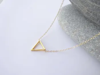 

small hollow triangle pendant necklace triangle Geometric hexagon necklace simple polygon geometry V shape Mathematics necklace