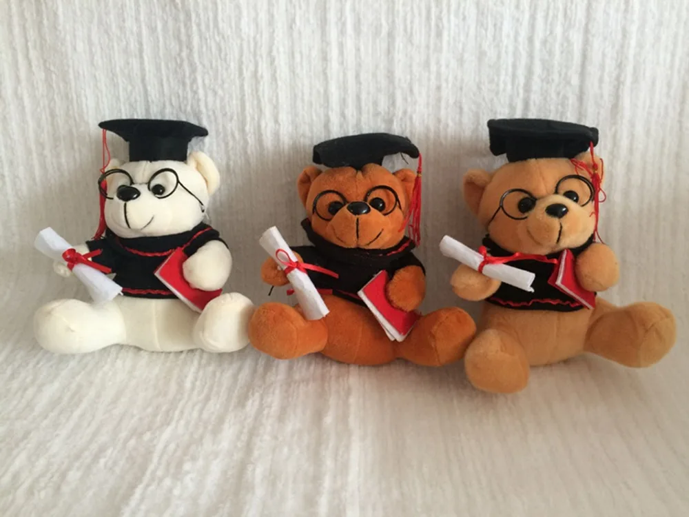 

18cm/23cm Plush Stuffed Graduation Brown Teddy Bear Toy Doctor Dr.bear Bears Student College Graduation Baby kids Birthday Gift