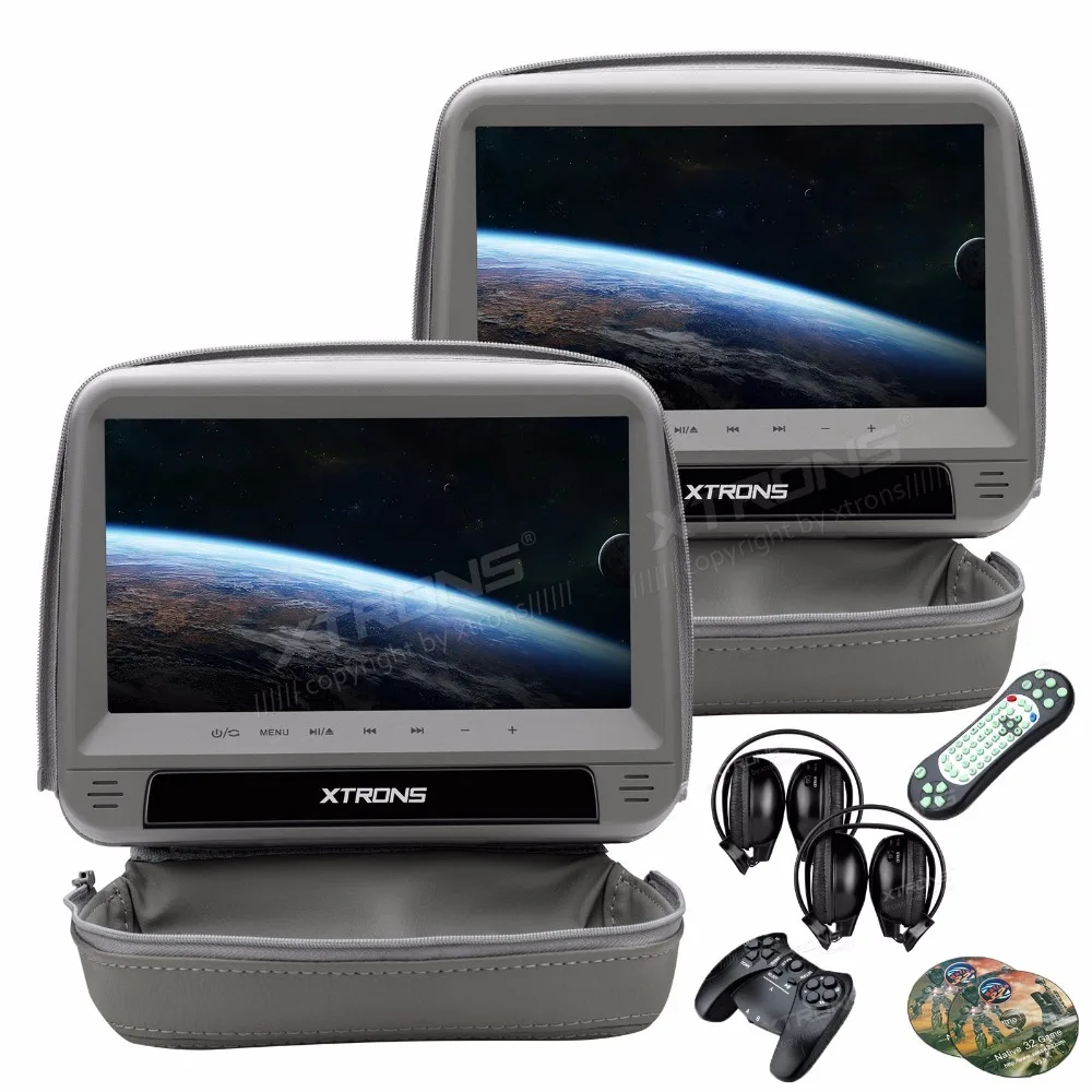 XTRONS мониторы 2x9 &quotHD цифровая панель кожаный чехол автомобильный подголовник DVD