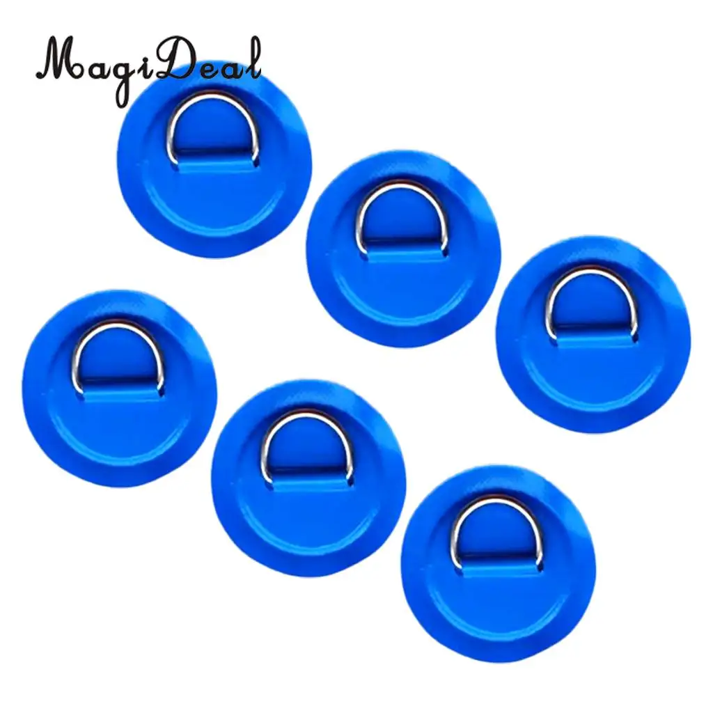 12Pcs 8cm 316 Stainless Steel D Ring Pad/Patch for PVC Inflatable Boat Raft Dinghy Canoe Kayak Surfboard Accessories Red+Blue