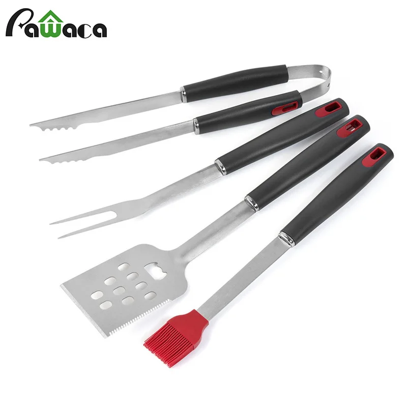 Baratos Acero inoxidable Barbacoas parrilla Herramientas Set   Accesorios Tong Cepillos Tenedores espátula barbacoa al aire libre utensilios camping cocina Accesorios