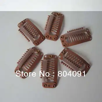 

wig hair clips 3.2cm 9 straight tooth clips brown color (comb clips)