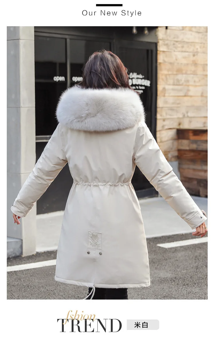 Платье с длинными рукавами из плотного пальто дутая куртка с капюшоном пальто Большие размеры Длинные зимняя куртка Высокое кролик шерстяное пальто парка на пуху Женская 811