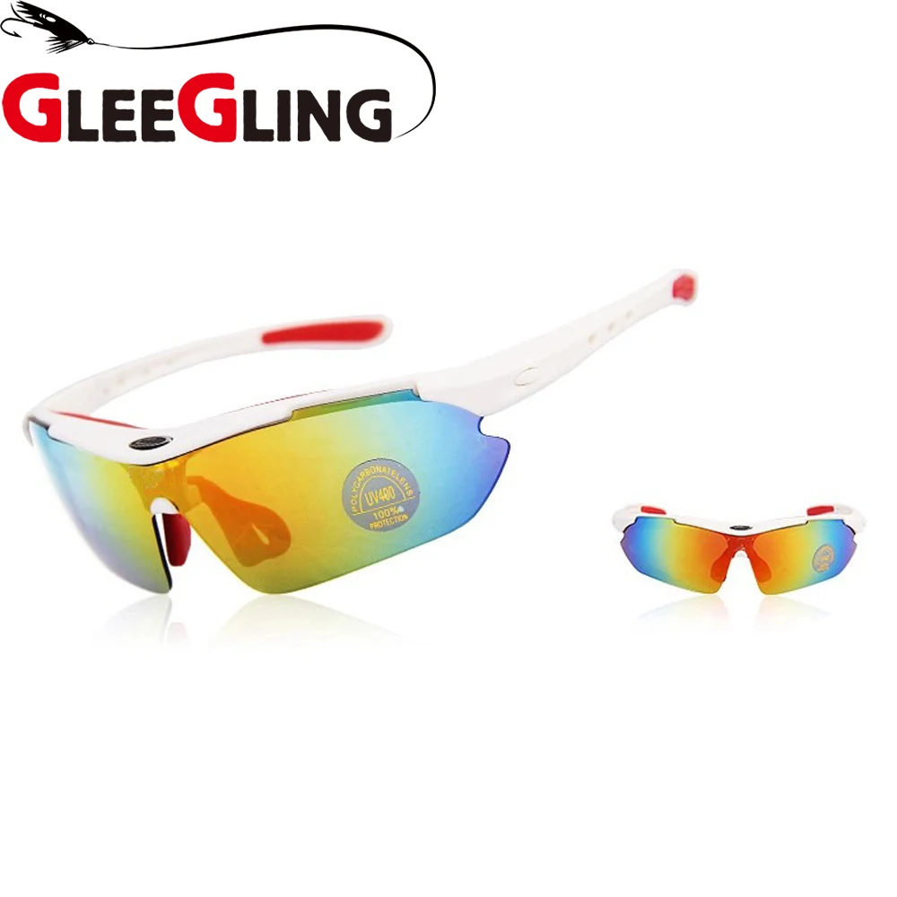 Солнцезащитные очки GLEEGLING, спортивные, мужские, поляризационные, UV400, Lunette, Polarisantes, Homme, подходят для защиты от солнца, для рыбалки, вождения, 1 комплект, 5 линз - Цвет: RedWhite