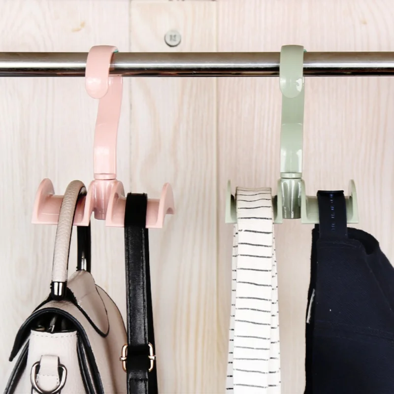 

Rotatable wardrobe Bag Rack Creative Linked Necktie Shelf Hanging Rack Clothes Hook Closet Organizer Rod Hanger Handbag Storage