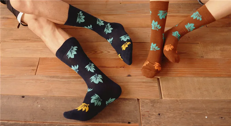 Новые длинные носки Harajuku с Кленовым листом женские мужские Новые Креативные хлопковые носки для влюбленных