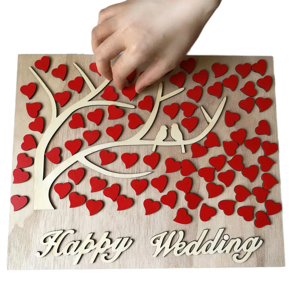 

2018 Wedding Check-in Card Unique Tree Wedding Guestbook Personalized 3D Wooden Wedding Guest Book Wedding Decor(Paper Package)