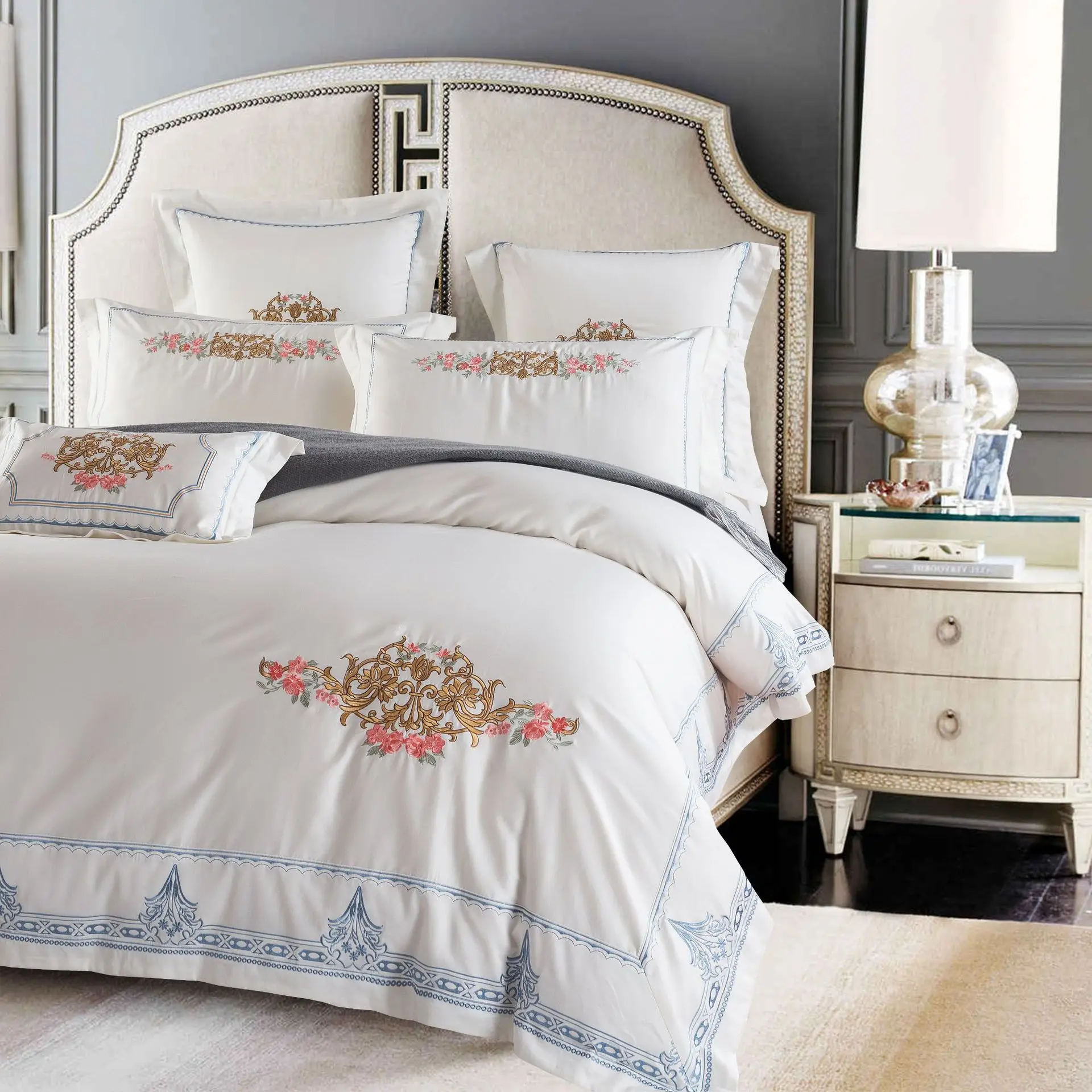 European light luxury 60s satin long staple cotton comfortable bedding