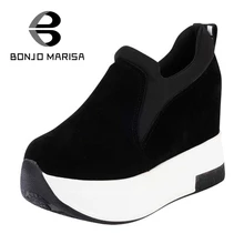 BONJOMARISA Nouveautés 2016 Solide Plaine Bout Rond Lace Up Sportives Épais Plate-Forme Pompes Femmes Mode Cassual Chaussures Femmes