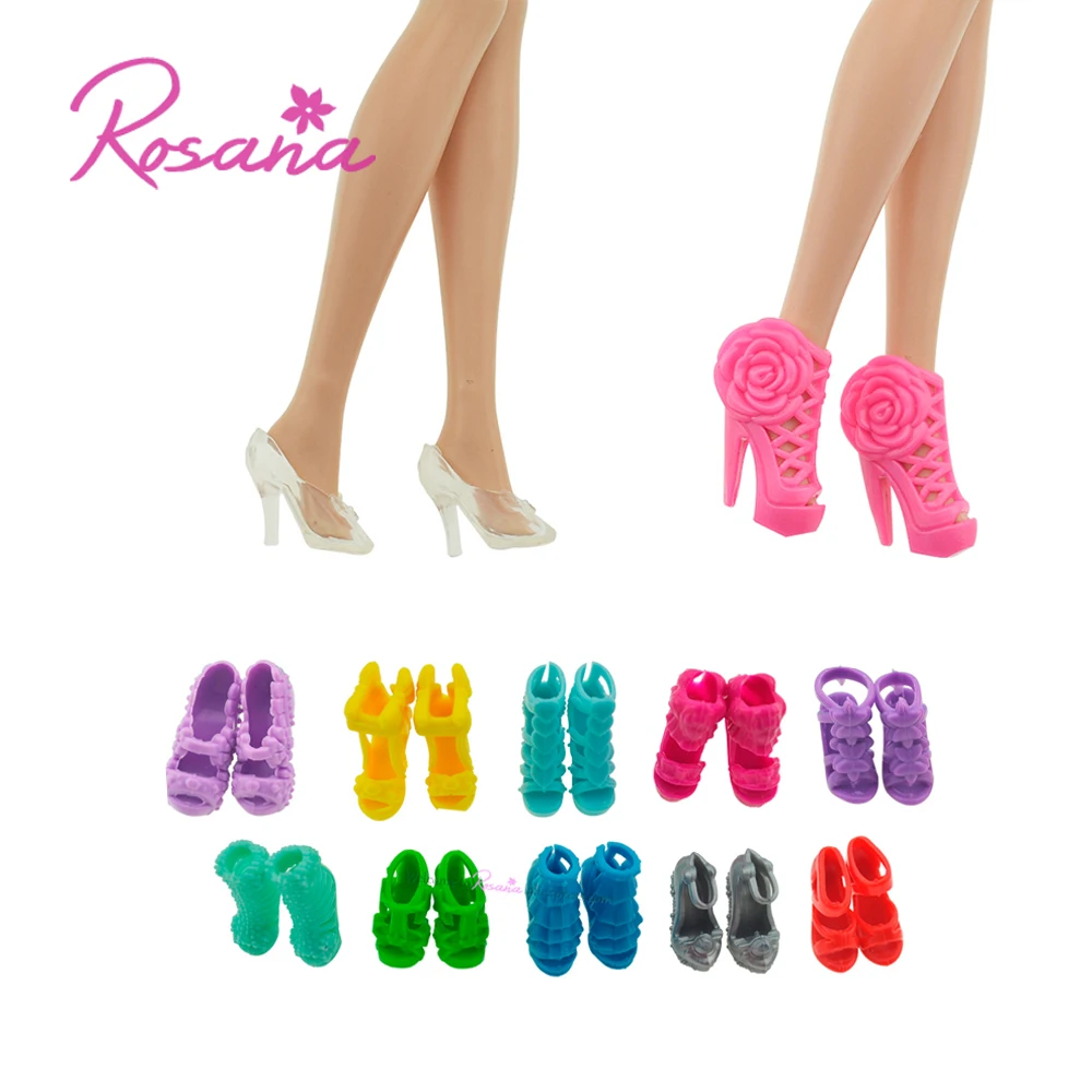 

Rosana 10 Pairs Mix Style High Heel Shoes Boots Sandal Slipper for Barbie Dolls Girls Play House Party Toys Doll Accessories