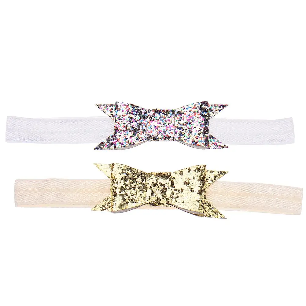 2PCS Infant Toddler Baby Headband Glisten Bow Knot Hair Bands Elastic Girl Headbands Kids Accessories | Мать и ребенок