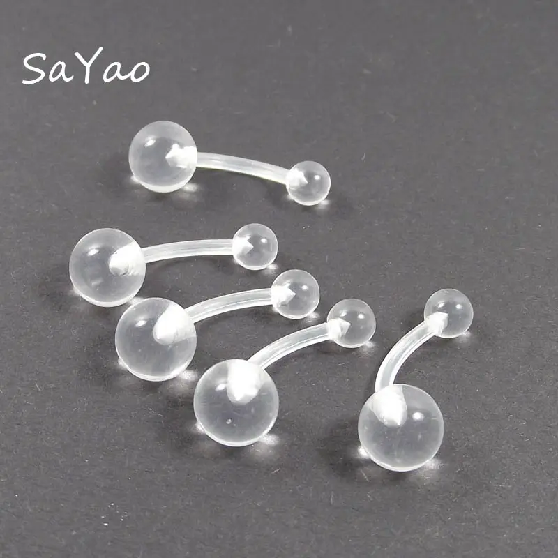 

SaYao 5 Pieces 14G Transparent Navel Ring Soft Clear Flexible Sexy Belly Ring Belly Button Rings Body piercing Jewelry