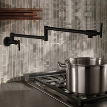 100% Solid Brass Pot Filler Tap Wall Mount Kitchen Faucet Single Cold Single Hole Tap Chrome Nickel Alba Black