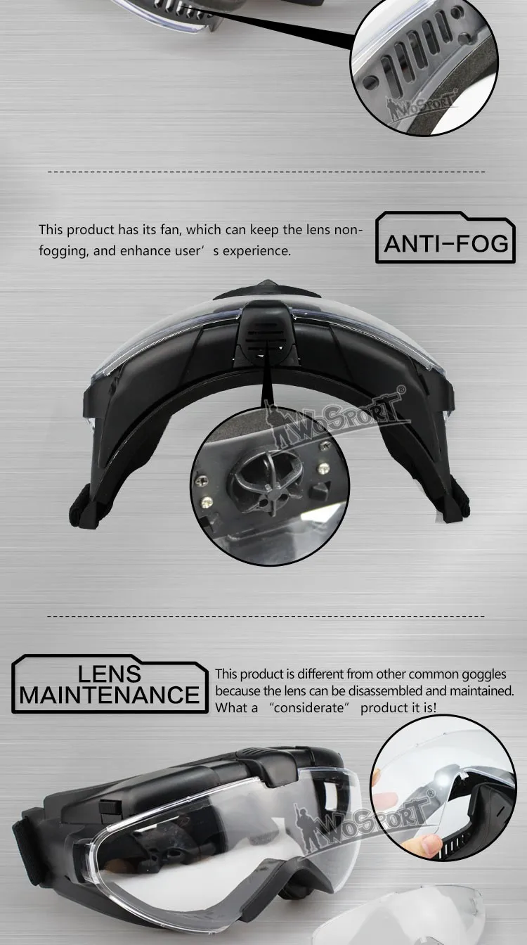 Óculos tático militar para paintball, óculos resistente