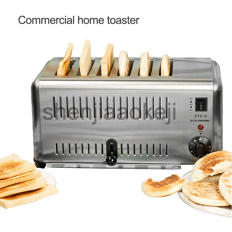 ETS-6 бытовой тостер из нержавеющей стали 6 секционированный тостер коммерческий 6-слайсер электрический тостер для хлеба машина 220-240 В 1800 Вт 1 шт