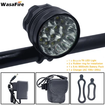 

WasaFire 20000lm 15* T6 LED Light 3 Modes Bicycle Light Led Bike front Light with 18650 battery Bike Headlight Lamp Accessories