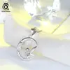ORSA JEWELS 925 стерлингового серебра женское ожерелье круглый кулон с Сказочный эльф Крылья Ангела форма колье на цепи ювелирные изделия осн106 ► Фото 3/6