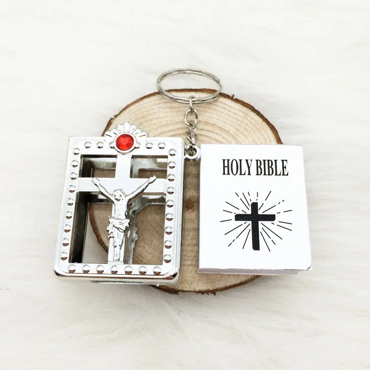 Wholesale 600pcs/lot English Version Silver Color Holy Bible Key Chain