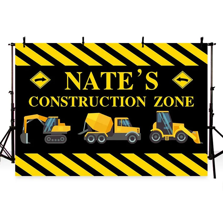 Birthday Party Photography Backdrops Construction Zone Banner