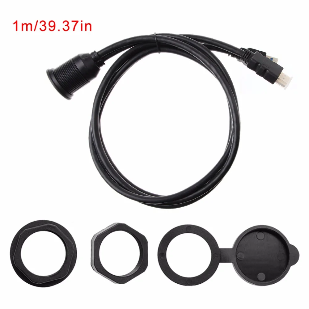 1m USB 3.0 A HDMI Male To Female Car Dashboard Panel Flush Mount