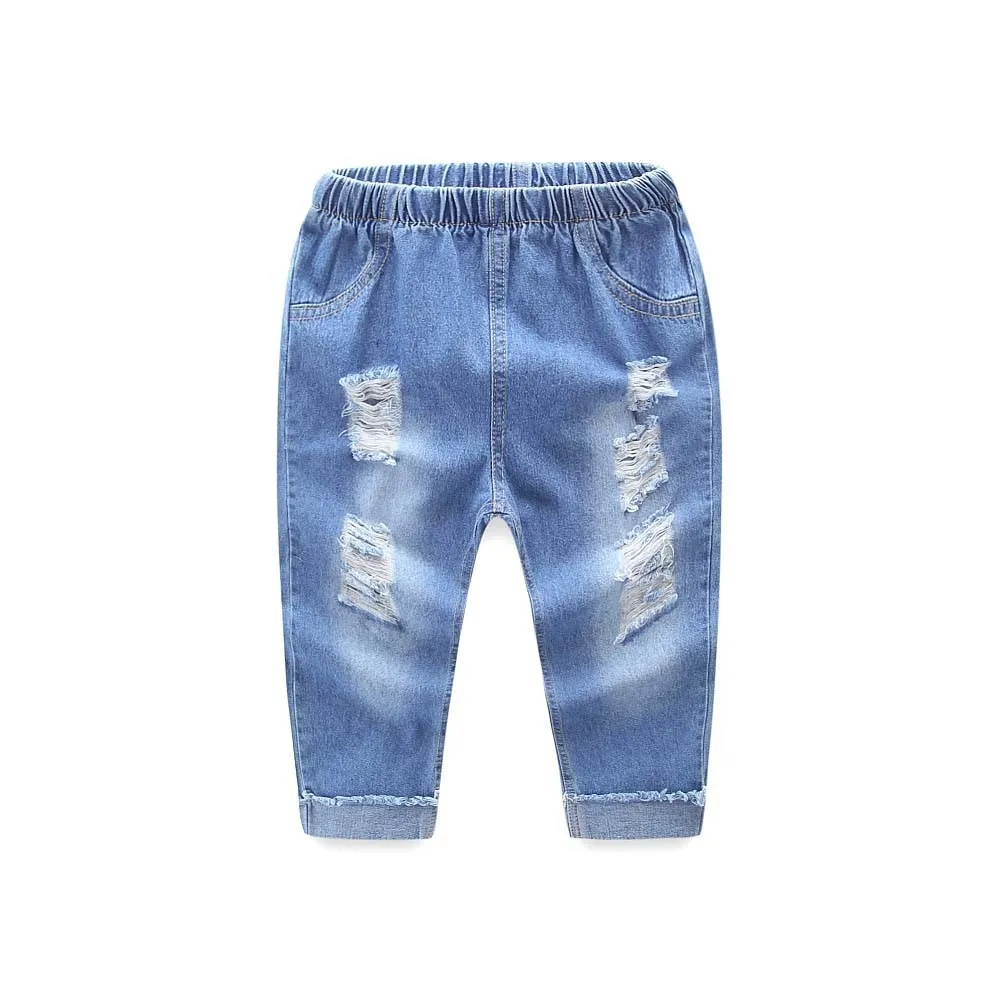 

MUQGEW baby girl jeans Children Kid Infant Boys Girls Hole Jeans Denim Casual Long Pants Clothes jardineira jeans#y2