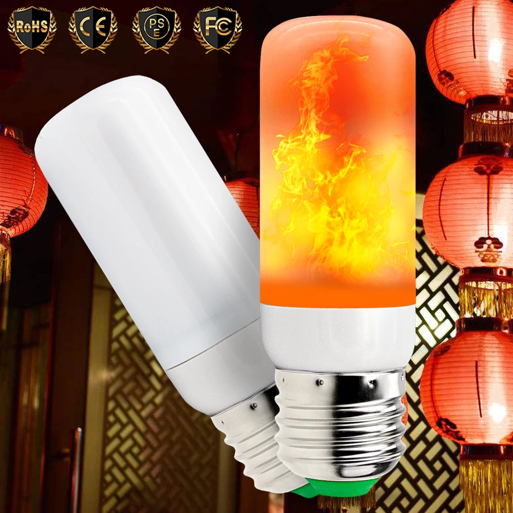 

4PCS LED Flame Effect Light Bulb E27 Flame Bulb 220V Flickering Emulation LED Fire Lamp Dynamic LED Burning Creative Decoration