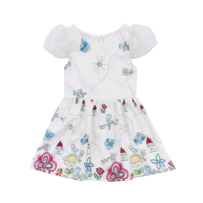 

Princess Toddler Kids Girls Dress 2018 Ruffles Sleeve Floral Pageant Party Dresses Sundress Vestido Children Clothes