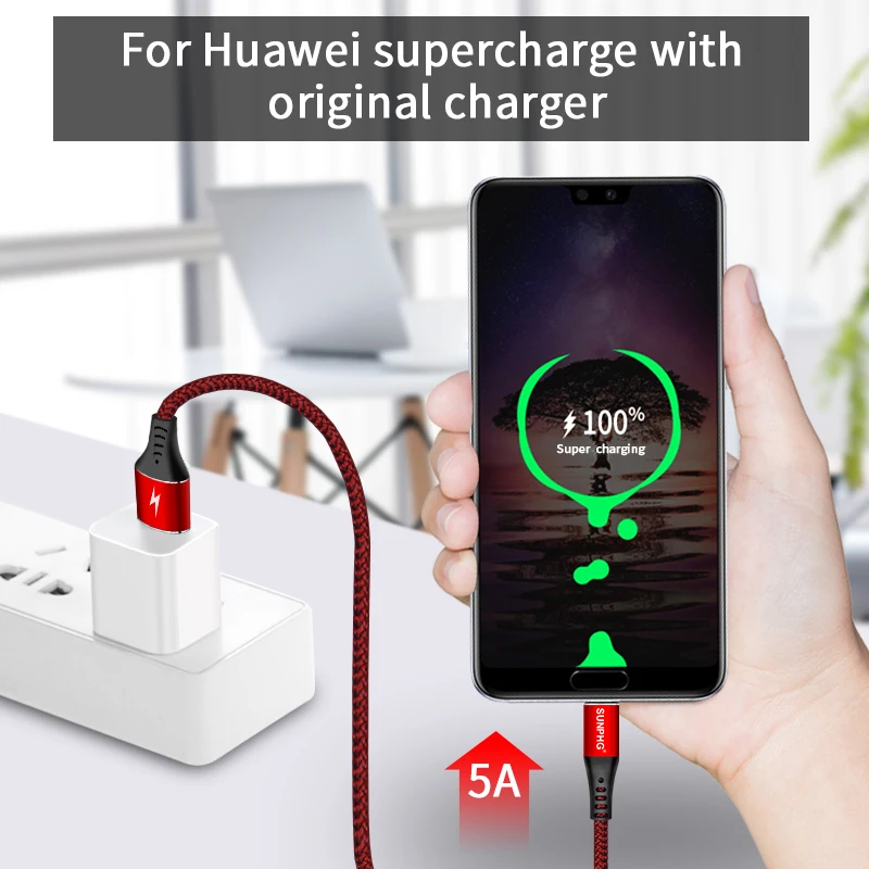 Быстрое зарядное устройство SUNPHG 5A для huawei Supercharge samsung Oneplus Xiaomi Quick Charge usb type C кабель для зарядки QC3.0 мобильного телефона