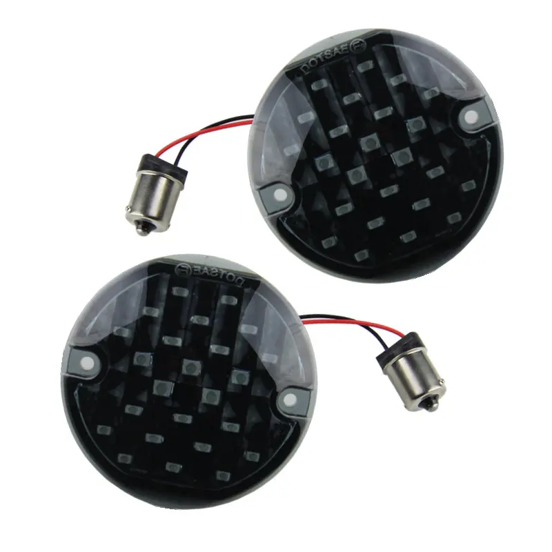 

For Harley Touring 3.75" Flat LED 1156 Rear Turn Signal Light 3 1/4 inch Motor Smoke Lens Tail Brake Lights 24 pcs IP67
