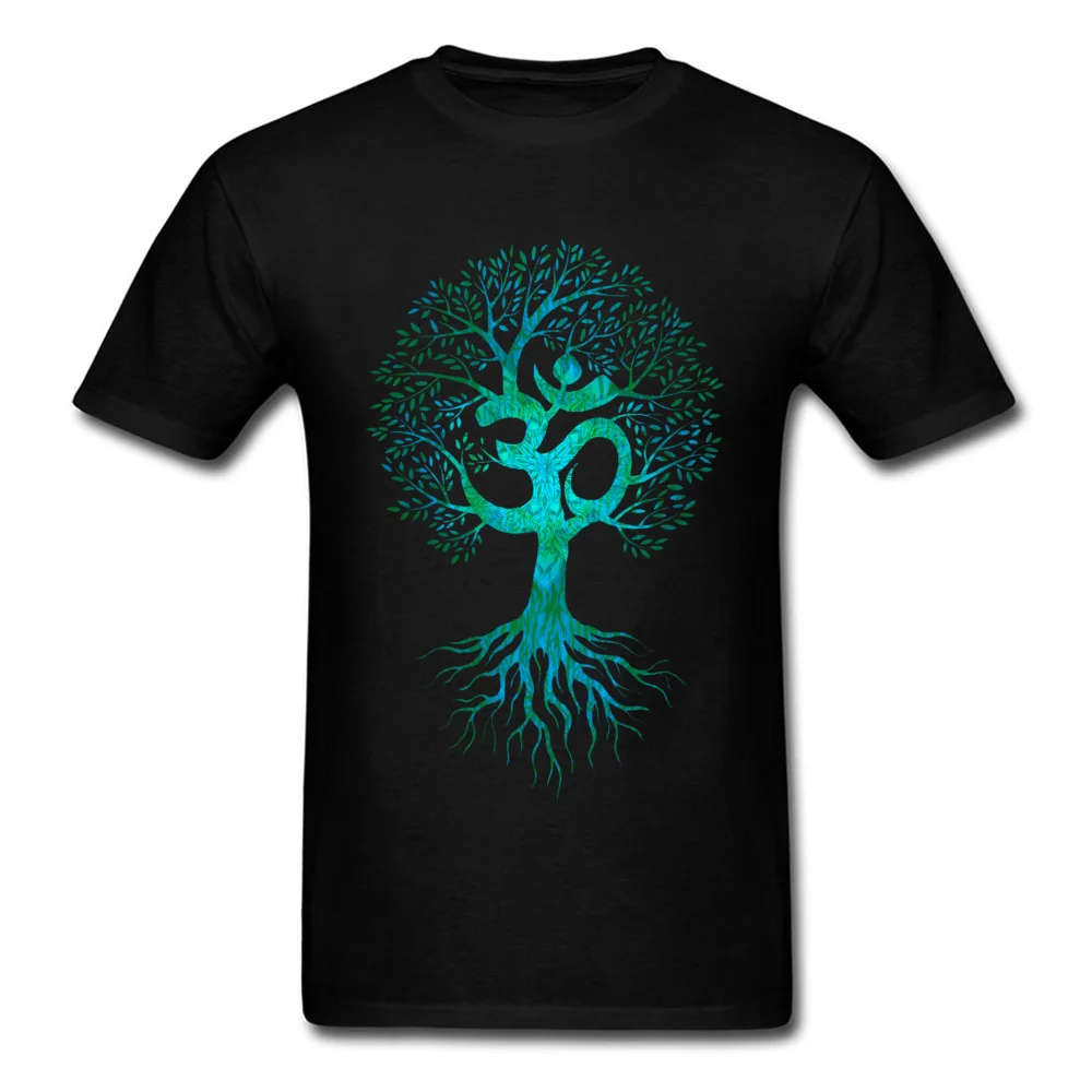  Mens Tshirts Om Tree Of Life Europe Tops & Tees Cotton Fabric O-Neck Short Sleeve Slim Fit Tops Shirt Labor Day Om Tree Of Life black