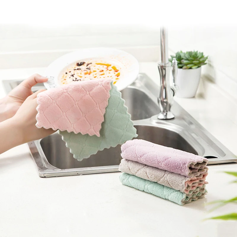 

4pcs Super Cleaning Towel Absorbent Microfiber kitchen dish Cloth High-efficiency tableware Household kichen tools gadgets