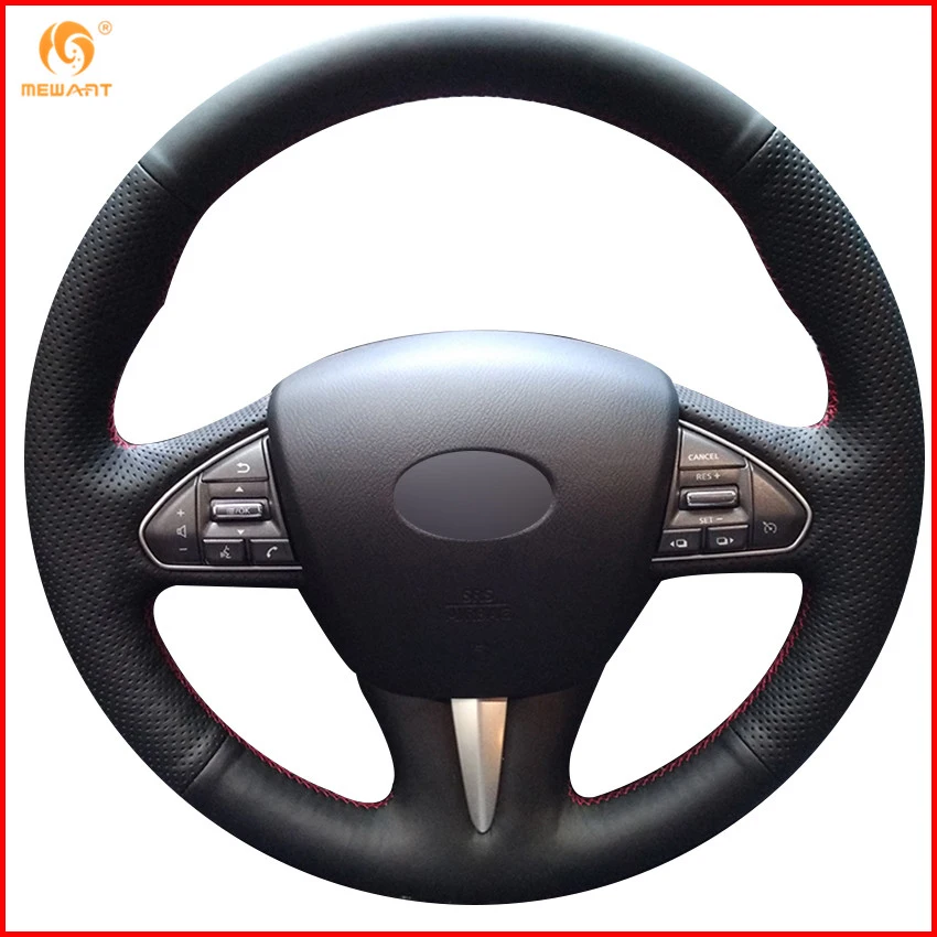 

MEWANT For Infiniti Q50 2014 2015 QX50 2015 Black Genuine Leather Car Steering Wheel Covers Interior Accessories Parts