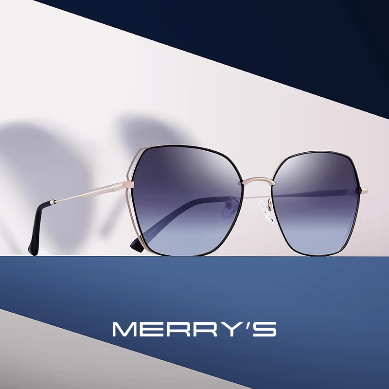 Женские очки квадратной формы MERRYS, дизайнерские трендовые солнечные очки с поляризацией, для женщин, с защитой UV400, S6236