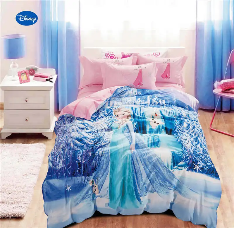 Disney Frozen Elsa Dicetak Penghibur Set Tempat Tidur Untuk Gadis Kamar Tidur 600tc Bed Cover Katun Single Twin Penuh Ukuran Queen Pink Biru Bedding Set For Girls Bedding Setcomforter Bedding Sets Aliexpress