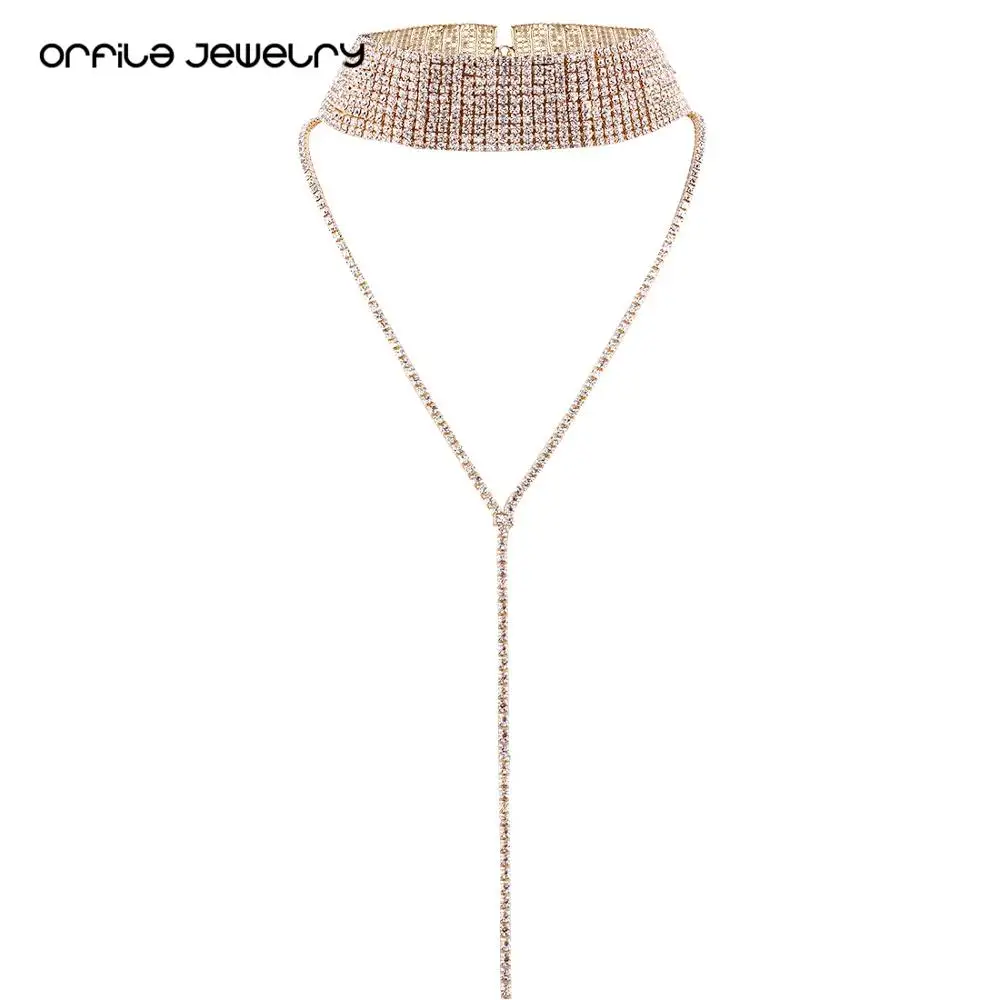 ORFILA очаровательный воротник Chokers ожерелья для Для женщин Chocker горный хрусталь украшения колье best друг подарок настоящее