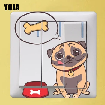 

YOJA Looking At An Empty Plate Of Dog A Hungry Puppy Switch Decal Styling Wall Sticker High-quality PVC Decor 8SS0227